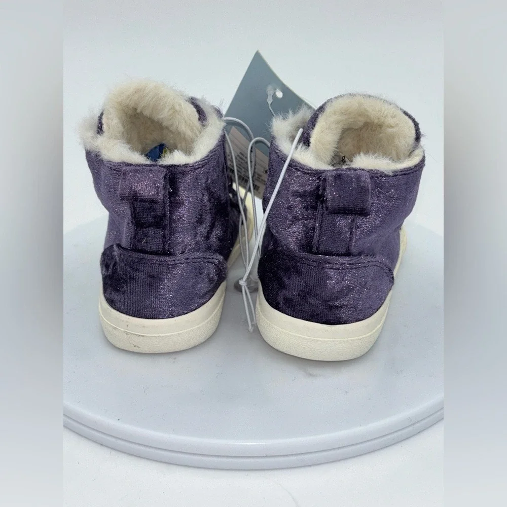 CAT & JACK Toddler Girls Velvet High Top Sneaker‎ Shoe Purple Ruby Fur Velcro 5
